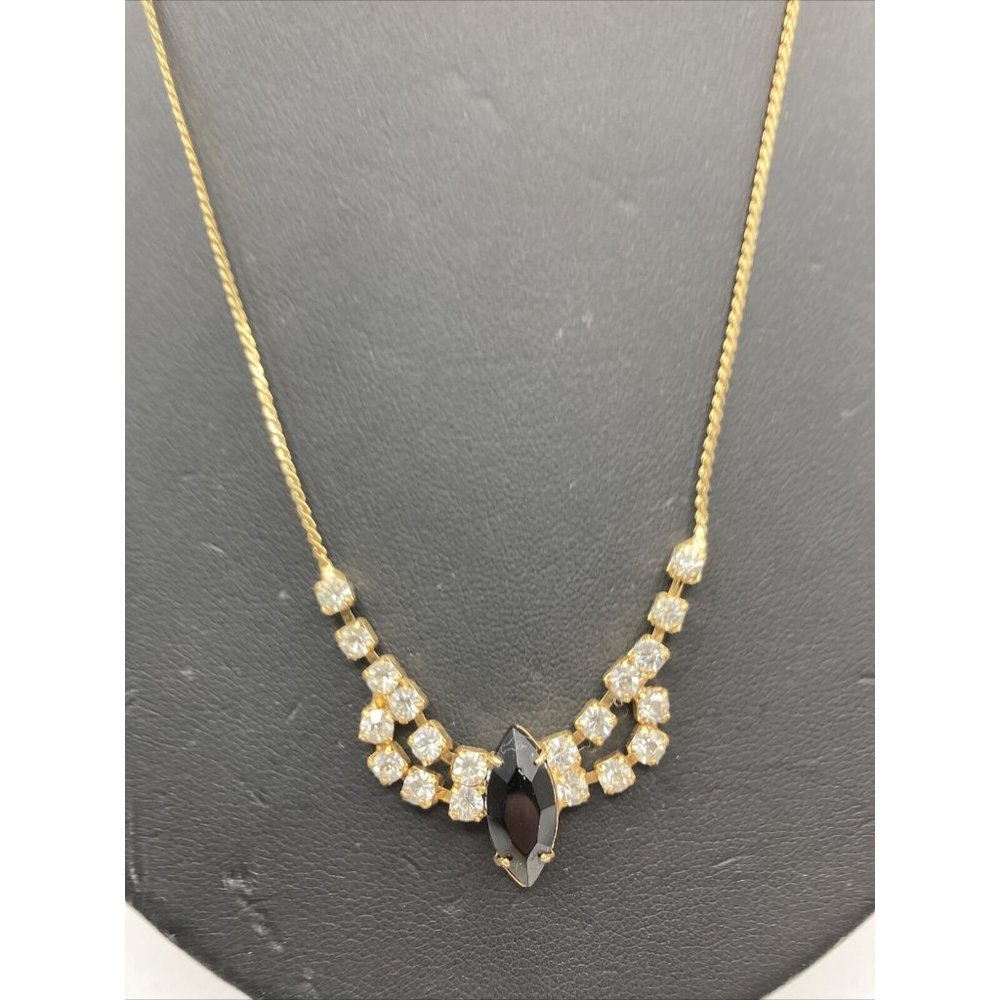 Dainty Rhinestone Elegant Gold Tone Chain 16" Necklace Fashion Jewelry